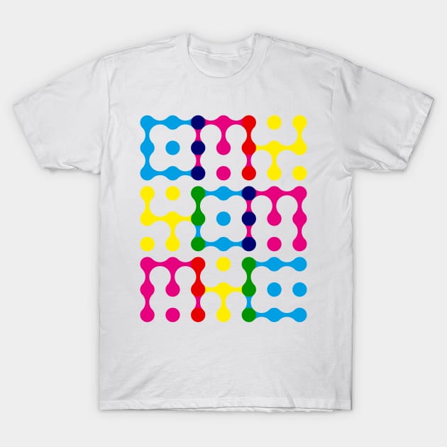 CMY Metaballs Typography (Colour Mix) T-Shirt by John Uttley